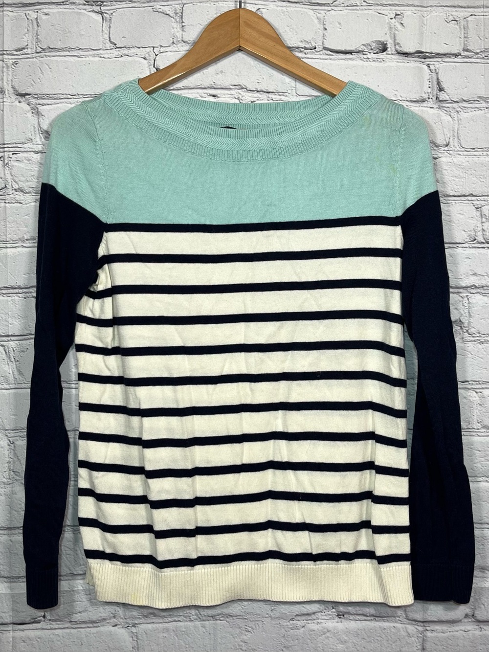 Talbots Striped Top Shirt Womens Size Small Round Neck Long Sleeve